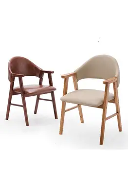 Medžio masyvo valgomojo kėdės, modernaus minimalistinio studijų kėdės atlošas kėdė mados namų Šiaurės stalo kėdė