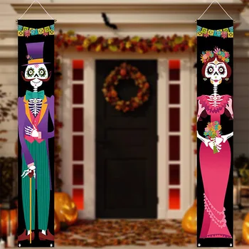 Meksikos Dieną Mirusiųjų Reklama Šalis Veranda Apdailos Karnavalas Pasirašyti Apdaila Durų Kabo Užuolaidos Helovinas Apdailos