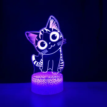 Mielas 3D Katė Naktį Šviesos Vaikai LED Katė Lempos Mielas USB Akrilo Akinius Lentelė naktinė lempa Vaikams Dovanų Miegamasis Kambarys Dekoro Šviesos