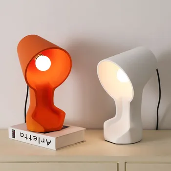 Minimalistinis Modernus Miegamojo Lovos Tyrimas Stalo Lempa LED Balta Oranžinė Art Deco Kambarį Stalo Lempa