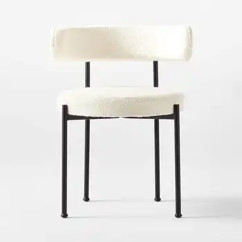 Modernus Nordic paprastas baltas vilnos mišraus audinio, Juodųjų kojos kavos parduotuvė valgomojo kėdės