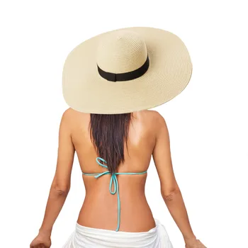 Moterys Vasarą Plačią Skrybėlę Paplūdimys, Sulankstomas Saulės Skrybėlės Floppy suristi Saulės Bžūp UPF 50+ Kepurės Vasaros Fedora Moterims