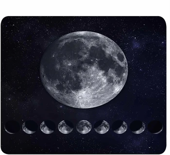 Mėnulio Pelės Mygtukai Visatos Žvaigždėtas Dangus Spindi Tamsoje Naktį Mėnulis Sportas Gamtos Ciklą Non-Slip Gumos Kilimėlis 9.5x7.9 Colių