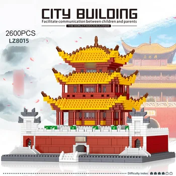 Nanobrick Pasaulyje Žinomų Istorinių Architektūros Micro Diamond Blokuoti Kinija Yueyang Bokšto Modelis Pastatas, Mūrinis Žaislų Kolekcija