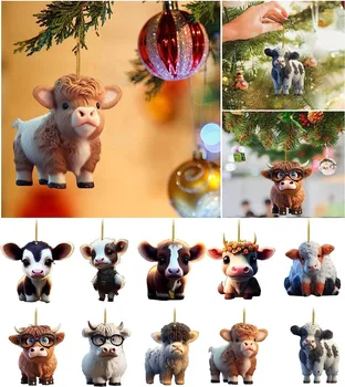 Naujas Atvykimo Mielas Animacinių Filmų Karvė Pakabukas Namuose Medžio Apdaila Kalėdų Eglutės Ornamentu Namų Puošybai Pakabukas Ornamentu