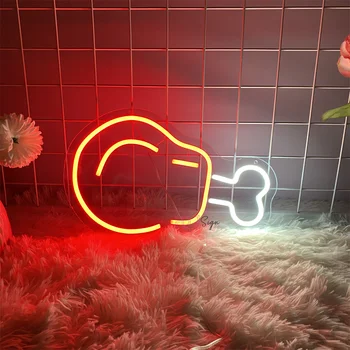 Neonas Led Ženklas Vištienos Kojos Užsakymą Led Naktinis Apšvietimas Prisijungti USB Kambario Sienų Dekoras Maisto produktų Parduotuvės Apdailos Iškaba Neoninės Lempos