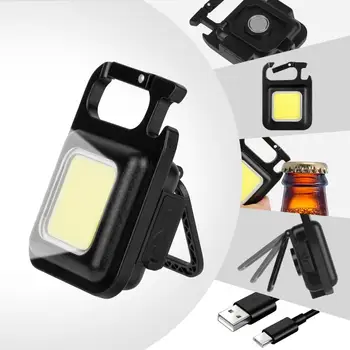 Nešiojamas Kišenėje Mini LED Keychains Šviesos Daugiafunkcinis COB Darbo Lemputė USB Įkrovimo Kempingas šviesos Lauko Žvejybos Lanterna