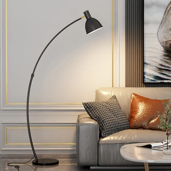 Paprastas Gyvenamasis Kambarys su Sofa-Dizaino prasme Metalo grindų lempos Šiaurės šalių šiuolaikinės miegamasis namų puošybai vertikalus Aukso Mėlyna E27 grindų lempos