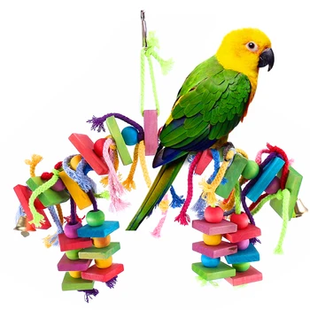 Papūga Kramtyti Žaislas Medvilnės Virvė Paukščių Žaislų Bitė Paukščių Ašarojimas Žaislų Spalvotų Medinių Papūga Žaislai Pakabinti Perneša Paukščiai Narve Tiekimas Karšto