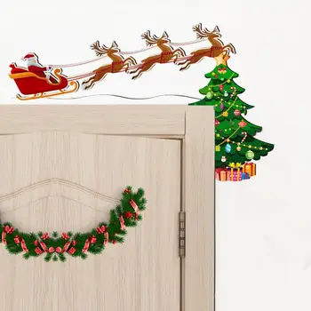 Parduotuvės Įėjimo Apdaila Šventiniai Kalėdų Sienų Lipdukai Animacinių filmų Kalėdų Senelio Elnių Eglutės papuošalus už Kambario Durų Rėmai Kalėdos