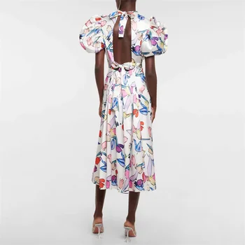 Pavasarį, Vasarą 2023 Naujas Klostuotas Juosmens Montavimo Moterų Suknelė korėjos Mados Laivapriekio Dekoratyvinis Spausdinimo Ilgai Dresse y2k Šalis Suknelės