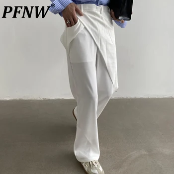 PFNW Pavasarį Vyrų Nišą Dizaino Netikrą Dviejų dalių Wrap Kostiumas Kelnės Banga Darkwear Baggy Sporto Versdatile Kietosios Spalvos Kelnės CP1219