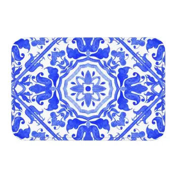 Portugalijos Azulejo Plytelėmis Durų Kilimėlis, Lauko Vandeniui Delft Blue Porceliano Słomianka Sodas, Garažas, Įėjimas Kilimas Kilimas