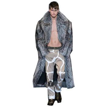 Rudenį, žiemą, nauji kailiniai paltai vyrams ilgai imitacija fox fur coat Europos ir Amerikos kailio integruota švarkelis, striukė