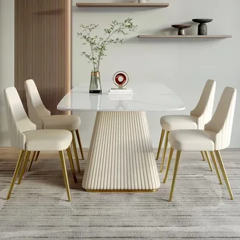 Ryškių roko valdybos valgomasis stalas, šviesos prabangus, modernus minimalistinis stalas, stačiakampio formos, valgomojo stalas