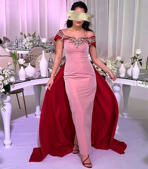 Sayulita Saudo Arabijoje Moterims Dėvėti Prom Dresses Kristalai Off Peties Vakare Šalies Oficialų Suknelė su Overskirts Vestidos De Novia