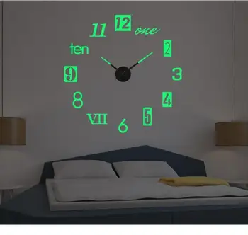 Sieninis Laikrodis Lipdukas Didelių 3D Sienos Laikrodį, Dekoratyviniai Virtuvės Laikrodžiai Akrilo Veidrodis Lipdukas Frameless Mados 