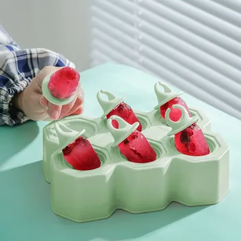 Silikono Ledo Popsicle Formų Virtuvės Reikmenys 6 Skylę Ledo Kubelių Pelėsių Stick Namų Popsicle 