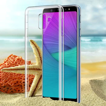 Skaidrus Silikoninis Telefono dėklas Samsung Galaxy A5 A6 Plius A8 2018 A8Plus A9 Star A750 atsparus smūgiams Minkštas Aišku, TPU Galinį Dangtelį