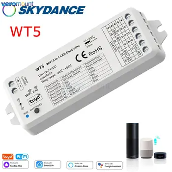 Skydance WT5 WiFi LED Valdiklis 12V 24V DC 5 in 1 Dimeris RGB BMT RGBW RGBWW Juostelės Tuya Smart Wifi Balso 2.4 G RF Nuotolinio Valdymo