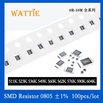 SMD Rezistorius 0805 1% 511K 523K 536K 549K 560K 562K 576K 590K 604K 100VNT/daug chip resistors 1/8W 2.0 mm*1.2 mm