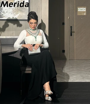 Spalvingas Smaragdas Keltas Suknelės ilgomis Rankovėmis Undinė Elegantiška Žalia Blizgančių Arabijos Moterys, Vakaro Suknelės فساتين مناسبة رسمية