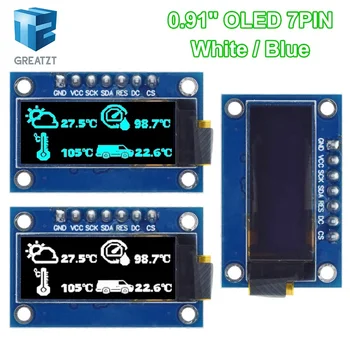 SSD1306 7PIN 0.91 colių 128x32 SPI OLED Modulis 0.91