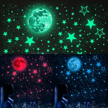 Stiker Mėnulis Sienos ir Šviesos Star, vaiko Kambario Stiker Sienų apdailai vaiko Kambario Šviesą Tamsoje Dangus-Miegamasis