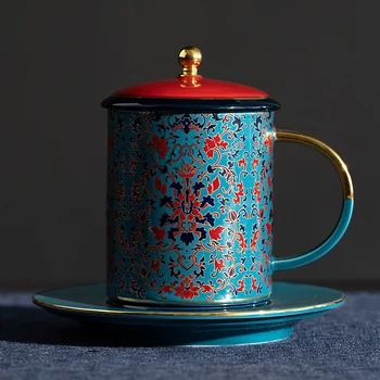 Teismo raštinės taurės keramikos arbatos puodelis su dangteliu-asmeninių vandens cup 