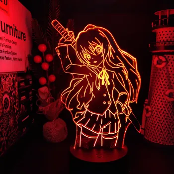 Toradora Anime Taiga Aisaka Pav 3D Iliuzija Lempos Akrilo Led Nakties Šviesos Vaikai Miegamojo Puošimas Lentelė Lampara Manga Gimtadienio Dovana