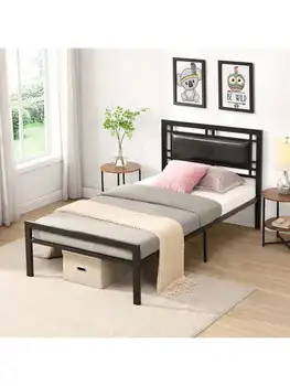 Twin Dydžio metalinės lovos Tvirtas Sistemos, Metalinės Lovos Rėmo ,Modernaus stiliaus ir komforto, bet miegamasis ,juoda