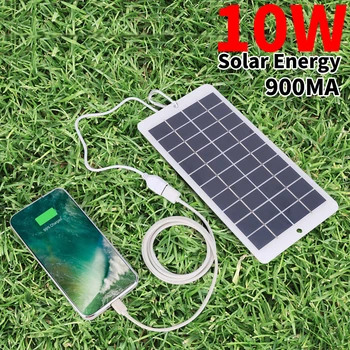 USB Saulės baterijų Kroviklis 5V 10W Portable Solar Panel Išėjimo Lauko Kempingas, Žygiai Saulės Sistemos Ląstelių Mobiliųjų Telefonų Krovikliai