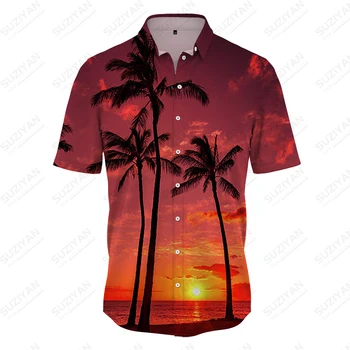 Vasaros nauji vyriški marškiniai jūros kokoso medžio 3D atspausdintas vyriški marškinėliai atsitiktinis atostogų stiliaus vyriški marškinėliai mados tendencija vyriški marškiniai