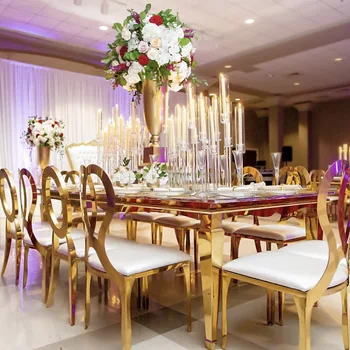 vestuvių nerūdijančio plieno stalo kėdė įvykio aukso stalo kėdė