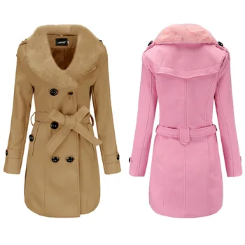 Vilnoniai paltai moterims vidurio ilgis 2023 moterų švarkelis žiemos drabužiai didelės vilnonių apykaklės, dvipusis vilnonis paltas moterims