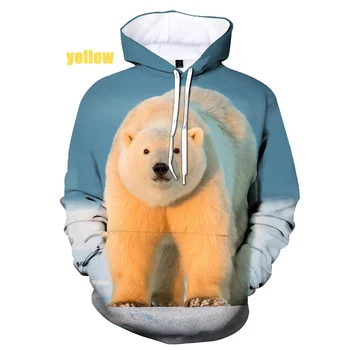 Vyrų ir Moterų Rudenį ir Žiemą Naujas Mados Gobtuvu Megztinis Polar Bear Modelio 3D Gobtuvu Megztinis Harajuku Negabaritinių Kietas Hoodie