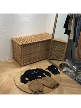 Wanghong drabužių parduotuvė batai keitimas kėdžių Salėje kietos medinės dėžutės laikymo dėžutė laikymui lauke tinklelis lauke išmatose skalbinių krepšį, arbata