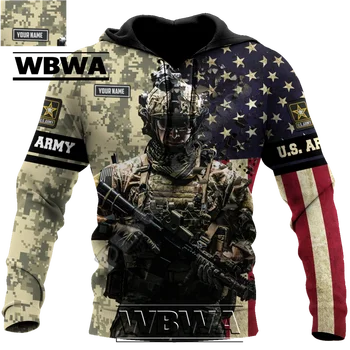 WBWA Veteranų Karinę Uniformą Kareivis Kamufliažas Rudenį Megztinis Naujas Mados Sportinę 3DPrint Vyrų ir Moterų Laisvalaikio Hoodi