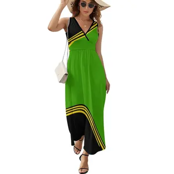 WG jamaikos spalvų koncepcija Berankovis Suknelė Moteriška suknelė vasaros suknelė