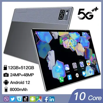 X101 Tablet PC 10.1 Colių IPS Ekranas Android 12) RAM:6/8/12 GB-ROM:128/256/512 GB GPS+FM+WI-fi+BT Paramos Dvigubai Kortelės 8000mAh