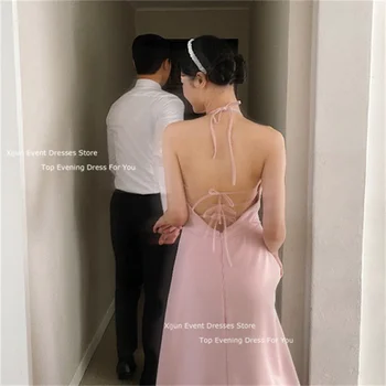Xijun Elegantiška Rausvos Spalvos Juoda Prom Dresses Backless Oficialią Vestuvių Suknelės Nuotrauką Šaudyti Vakarą Dreses Už Korėjos Atveju Šalis Suknelės