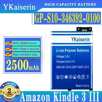 YKaiserin GP-S10-346392-0100 2500mAh Amazon Kindle 3 Kindle3 III Klaviatūros EReader D00901 Grafito 170-1032-01 G Baterijos