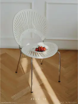 Zhuose Šiaurės šalių šiuolaikinės paprastos baltos spalvos valgomojo kėdę, namų apyvokos shell medžio masyvo kėdė vieno valgomojo kėdė, fotelis