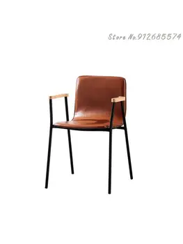 Šiaurės Valgomojo Kėdės Namuose, Modernus Minimalistinio Kaustytomis Geležies Kėdė Pramonės Stiliaus Restoranas Atgal Kėdė Minkštas Krepšys Oda Dizaineris