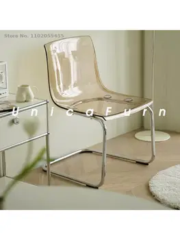 Šiaurės viduramžių akrilo valgomojo kėdė skaidrus kėdės, modernaus minimalistinio namo ins makiažas išmatose