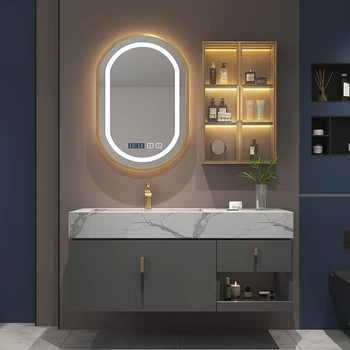 Šviesos prabanga roko plokštė integruota baseino vonios spintelė derinys paprastas protingas vonios praustuvas praustuvas kabinetas