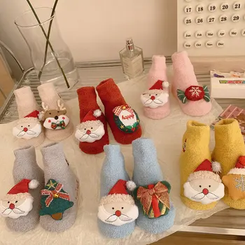 žiemos kojinės kūdikiui dalykų, berniukas, mergaitė naujagimis Kūdikis, neslidžia grindų kojinių, vaikai, vaikams, cartoon Christmas medvilnės kojinės kūdikių drabužiai
