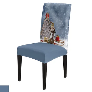 Žiemos Tematikos Sniego senį, Kalėdų Eglutė Valgomojo Kėdės Apima Spandex Ruožas Sėdynės Padengti Vestuvių Virtuvė Pobūvių Šalies Sėdynės Atveju