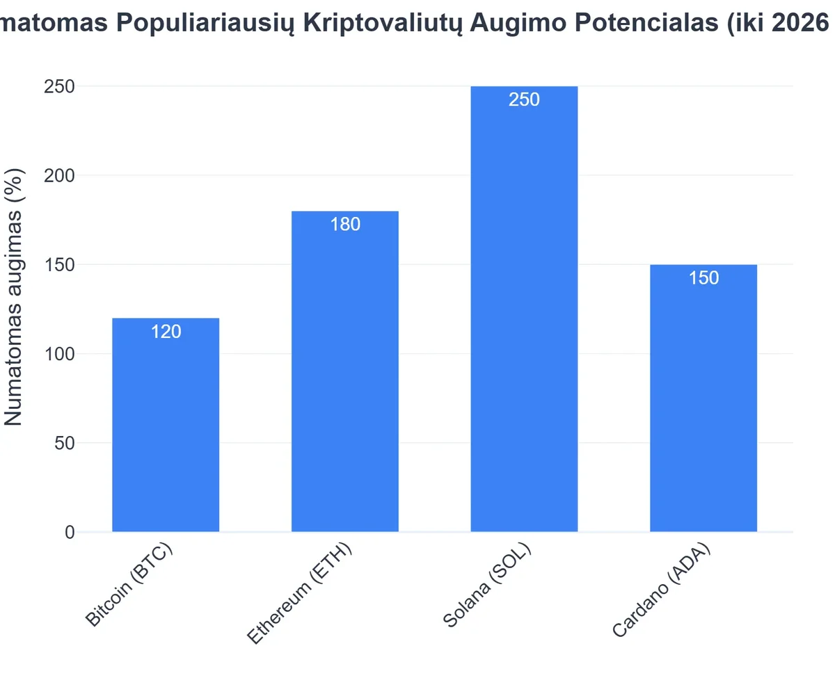 Numatomas Populiariausių Kriptovaliutų Augimo Potencialas (iki 2026 m.)