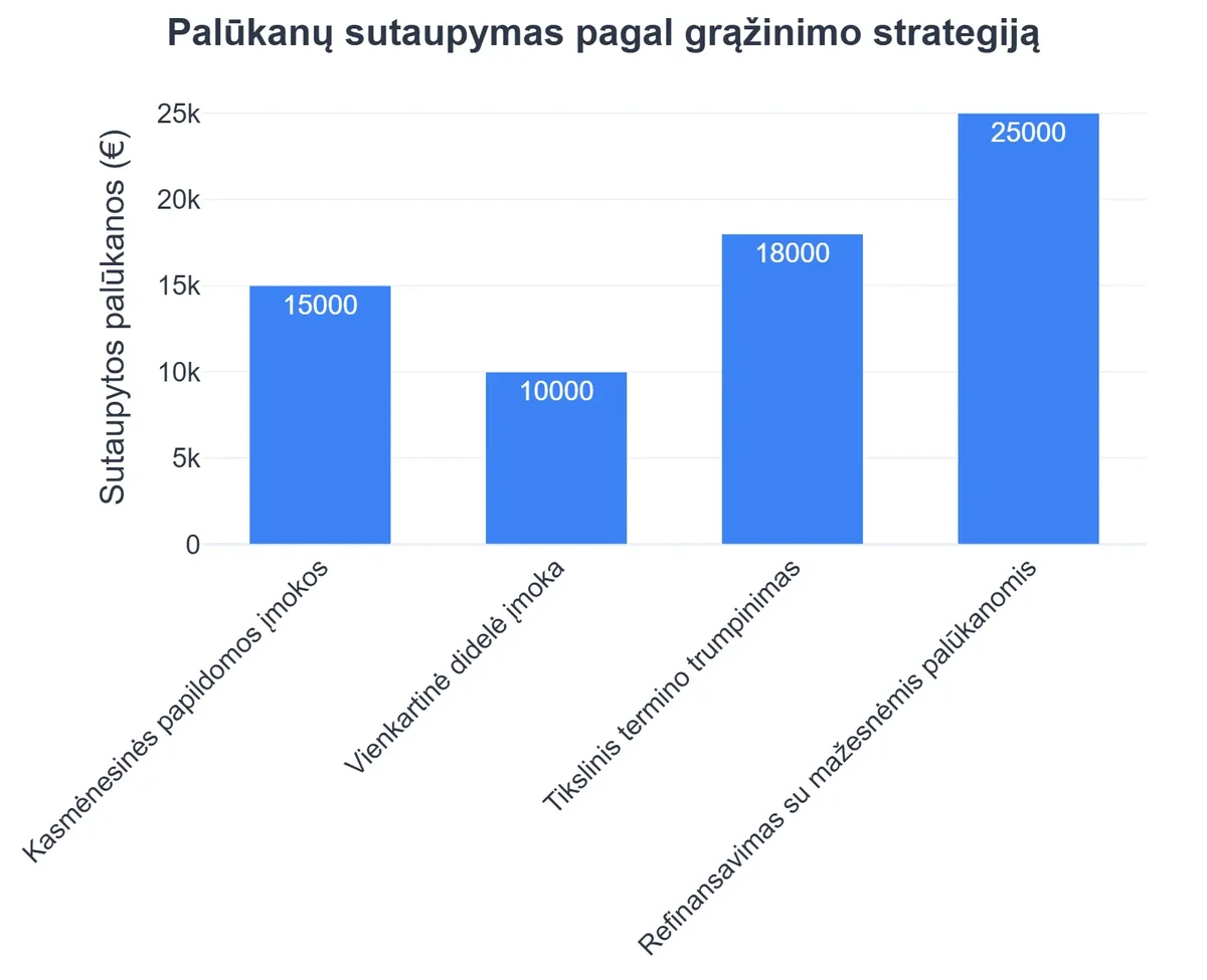 Palūkanų sutaupymas pagal grąžinimo strategiją